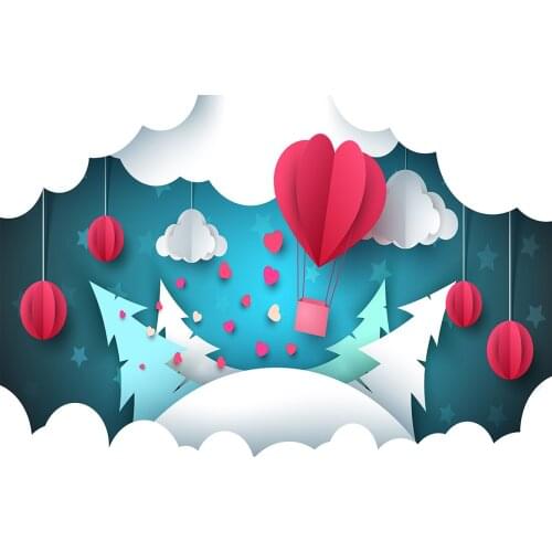 Christmas Trees Hearts Cloud Decor Photography Background Vinyl Cloth Photo Studio Backdrop for Children New Born Baby Photocall