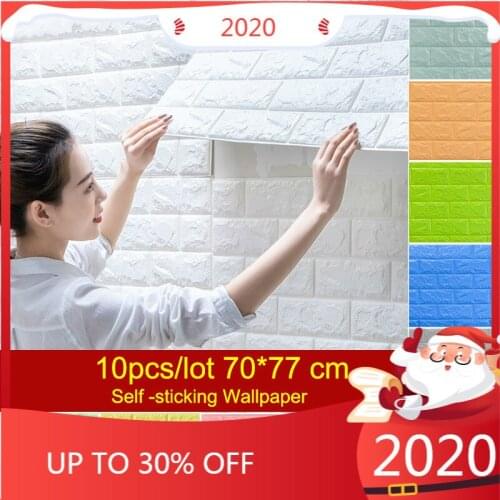 10pcs Self adhesive Waterproof TV Background Brick Wallpapers 3D Wall Sticker Living Room Wallpaper Mural Bedroom Decorative
