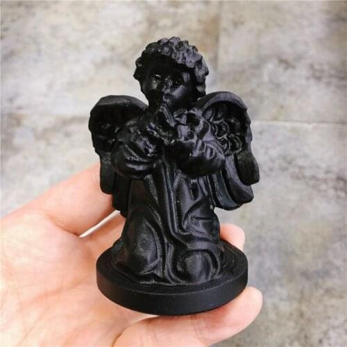 Cute Natural Stone Black Obsidian Handmade Carved Dog Statue Craft Figurine Powerful Statue For Home Decoration Gift