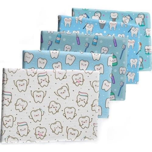 Bullet Strech Fabric Printed Tooth Cartoon Liverpool Polyester Cotton for DIY Hair Bow Scarf Home Textiles Materials 50*145cm