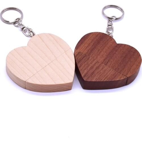 Customer logo wood heart love+box Memory Stick Personalized Pendrive 2.0 USB Flash Drive 4GB 8GB 16GB 32GB 64GB photography gift