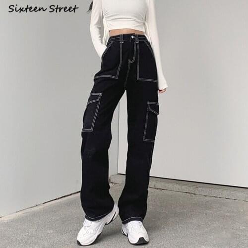 SHIJIA Baggy Jeans Woman Streetwear Boyfriend Wide Leg Pants Woman Denim Black Korean Mom Y2k Pants Female Jeans White Summer