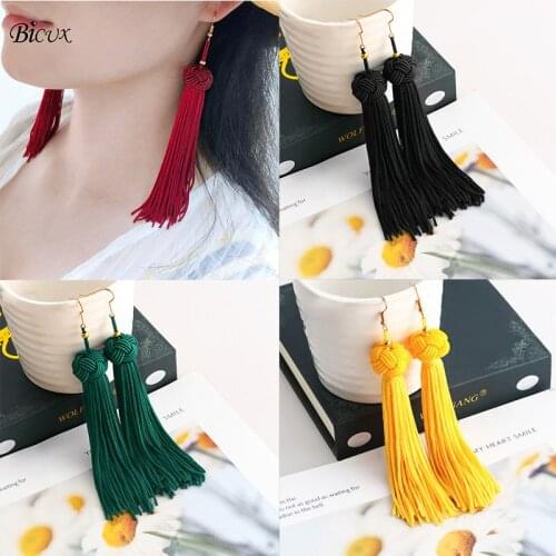 BICUX Tassel Dangle Earrings Fashion Bohemian Long Fringe Tassel Drop Earrings for Women Boho Ethnic Hanging Earring Jewelry