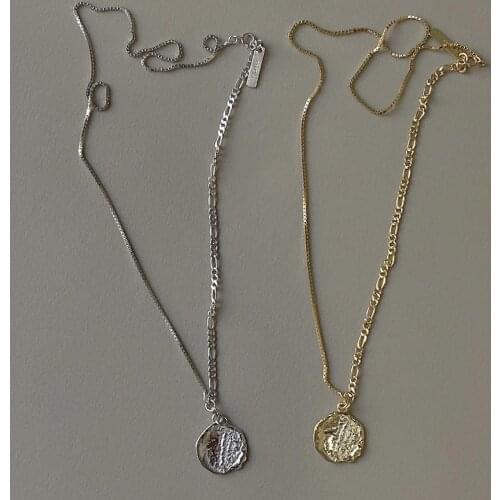 S925 sterling silver Charm Pendant Necklaces For Women Gift Vintage Wave Coin Chains Necklace Statement Jewelry Wholesale