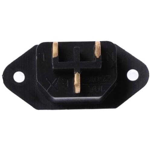 10 Pcs/Set AC 250V 10A 3-Pin Terminal IEC320 C14 Inlet Power Plug Socket Black A6HB