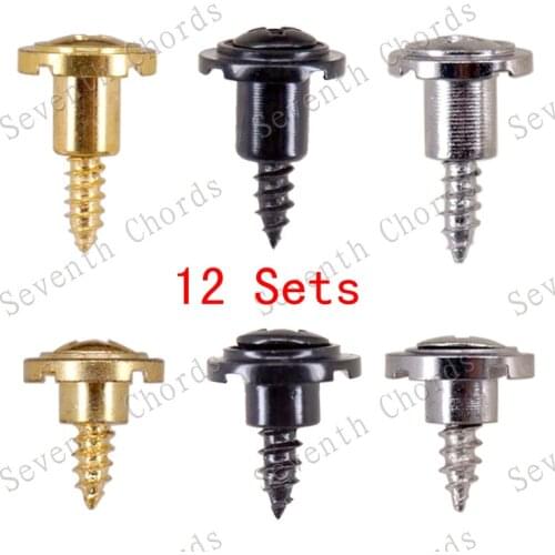 12 Set of 24 Pcs (High & low as A set) Electric guitar String Retainers Tree - Chrome & Black & Gold