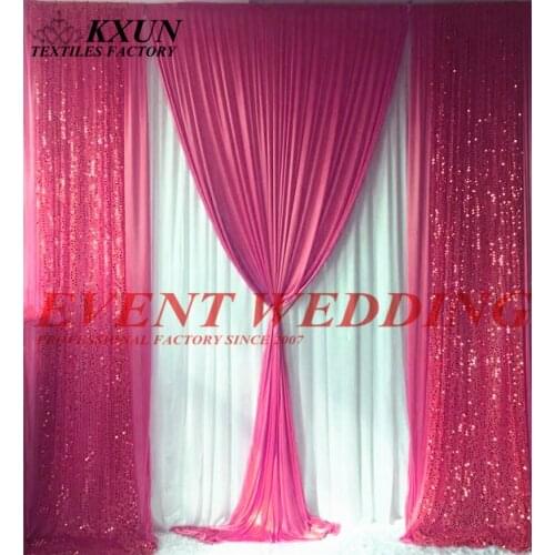 2.4M 3M 6M Long Ice Silk Wedding Backdrop Curtain Sequin Stage Background Event Party Decoration
