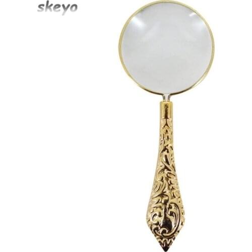 5X Carved Magnifier Handheld Magnifier Reading Magnifying Glass Lens For Reading Inspection Crafts Hobbies Jewelry Loupe