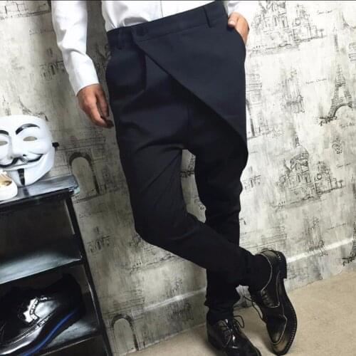 28-44 Mens Spring And Autumn New Harem Pants Black Pants Male Personality Slim All-match Trousers Hairstylist Casual Pants