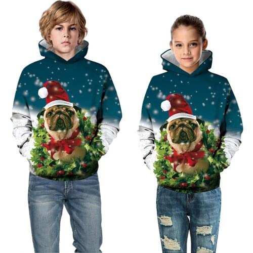 Boys Girls' Cool Sweatshirt Kids Long Sleeve Pullover Animal 3D Printed Hoodie Christmas Halloween Clothes Childrens Hoodies