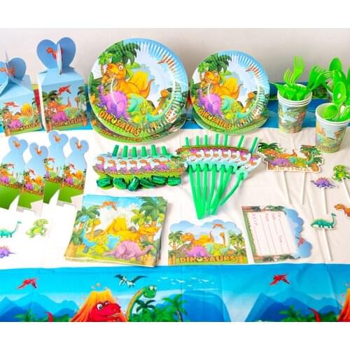 Dinosaur Theme Party Supplies Paper Plates Cups Tableware Baby Shower Birthday Party Decorations For Kids Party Supplies