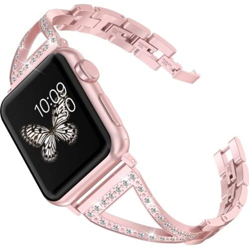 For Apple watch Series4/3/21 smart watch herringbone diamond watch with X-shaped diamond