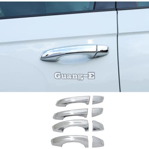 For Volkswagen VW T-ROC TROC 2017 2018 2019 2020 Car Protect Detector Stick Frame Lamp Trim ABS Chrome Car Door Handle 8pcs