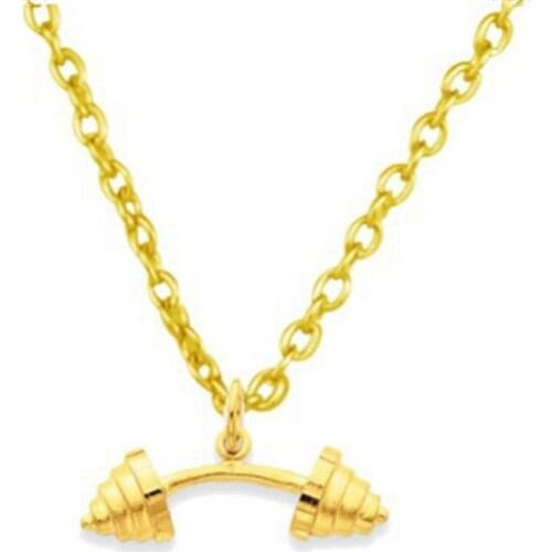 DOUBLE NOSE Crossfit Fitness Bodybuilding Gym Barbell Dumbbell Charms Necklaces