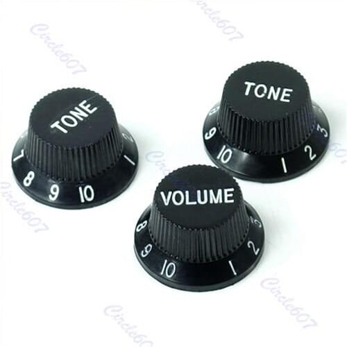 Hot Sell 10sets/lot Black Guitars Strat Knob 1-Volume 2-Tone Control Knobs Whosale&Dropship