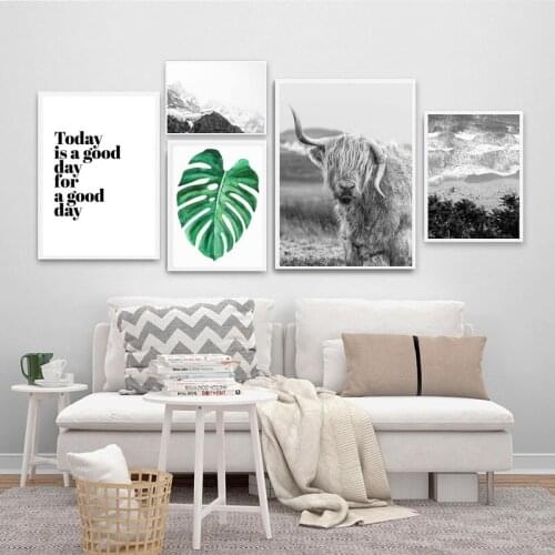 Black White Mountain Landscape Wall Art Canvas Poster Motivational Life Quote Painting Living Room Decorative Picture Home Decor