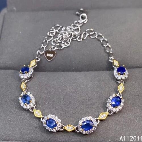 KJJEAXCMY Fine Jewelry 925 Sterling Silver inlaid gemstone sapphire noble women new hand bracelet support test hot selling