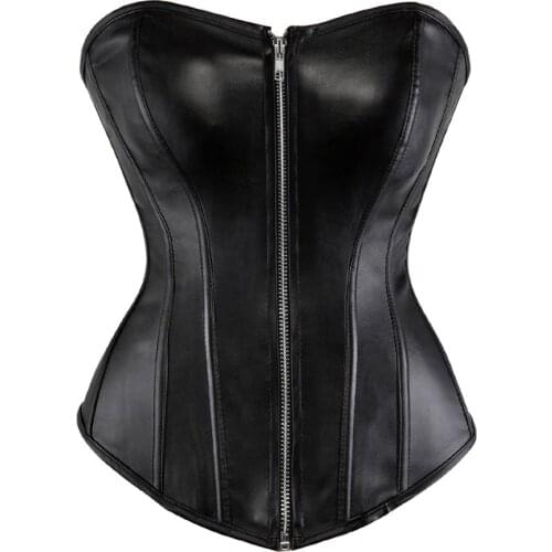 Punk Rave Bustier Sexy Green Faux Leather Corset Plus Size Corsets And Bustiers Steampunk Clothing 6XL Gothic Korsett For Women