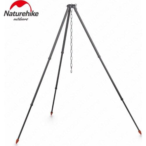 Naturehike Camping Equipment Picnic Bracket 900g Adjustable Folding Aluminum Alloy Hanging Pot Tripod Picnic Hiking Cooking Rack