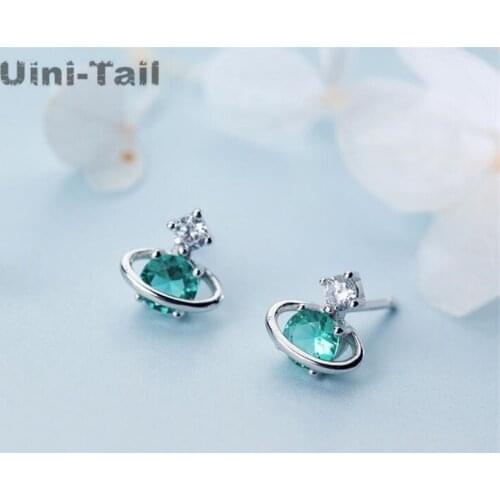 Uini-Tail hot 925 sterling silver earrings water green planet cute little cosmic temperament gift girlfriends lover Korean women