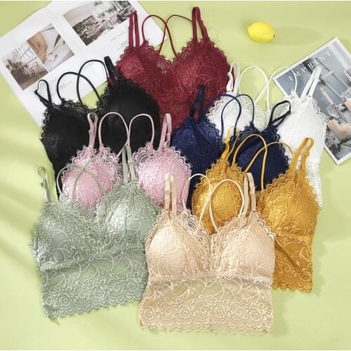 Linbaiway Women Lace Bras Tube Top Plus Size Underwear Sexy Seamless Push Up Bralette Crop Top Female Padded Brassiere Bralette