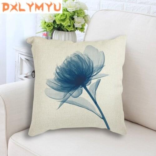 Linen Cushion Cover Tulips Rose Flower Poster Minimalist Art Printed Throw Pillow Case 45x45cm Sofa Pillowcase Home Decor