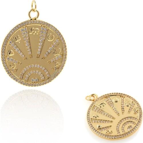 Micro Set Zircon Round Pendant Exotic Wind Full Diamond Pendant DIY Geometric White Diamond Necklace Pendant