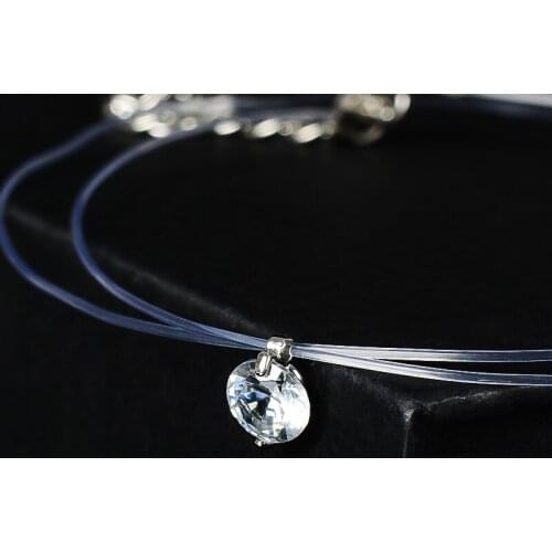 MISANANRYN Shiny Dazzling Clear Zircon Invisible Transparent Fishing Line Choker Necklace Women New Fashion Jewelry Girl friends