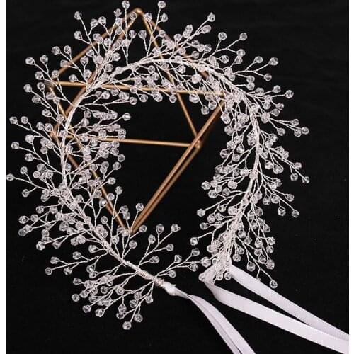 Fashion Hairbands Hair Accessories With Ribbon Luxury Rhinestones Inlaid Headband For Female Wedding Birthday Hair Accessories