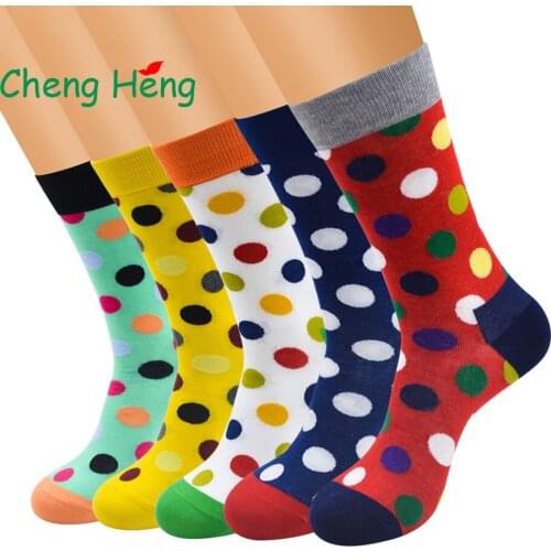 Cheng Heng 12 pairs/bag New Hot Summer European style Men Socks Personality Pattern Dot Stockings Cotton Socks Mens 13 colors