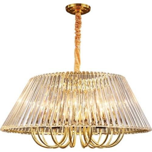 Nordic Classic Pendant Light Golden Luxury Crystal Foyer Dining Room Suspension Luminaire Modern Interior Decor E14 Hanging Lamp