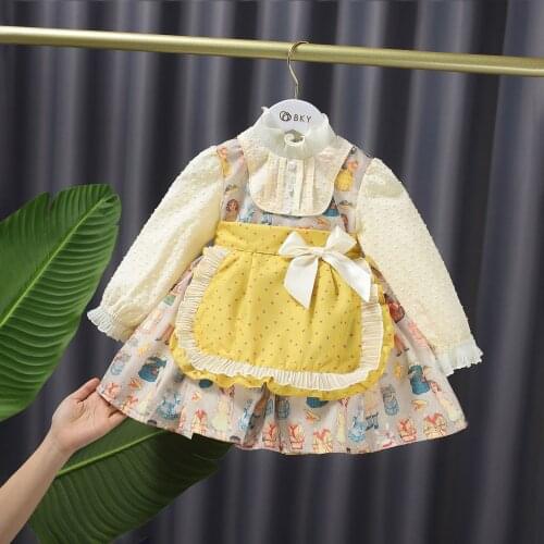 Sukienki 2021 New Retro Maid Style Princess Children Spring And Autumn Baby Sukienka Dziewczynka Kids Dresses For Girls