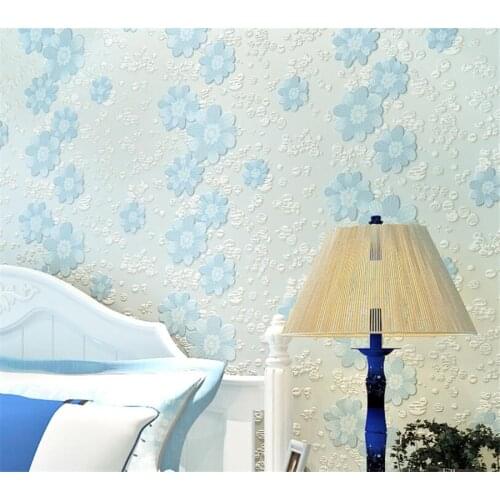 Beibehang Wallpaper embossed Nonwoven 3D Wallpaper Wedding Room Bedroom TV Background decoration Pink flower wallpaper