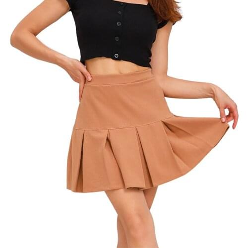 Solid Color High Waist Pleated Ruffle Elegant Harajuku Fresh Skirt Women Summer Streetwear Office Korean Mini Short Skirts