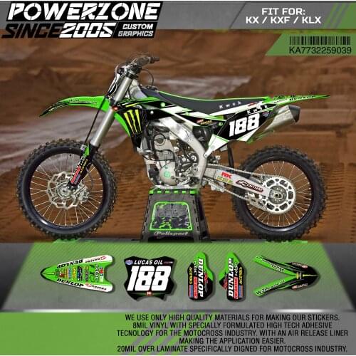 PowerZone Custom Team Graphics Decals 3M Stickers Kit For Kawasaki Sticker Decal 2017-2018 KX250F 2016-2018 KX450F 39