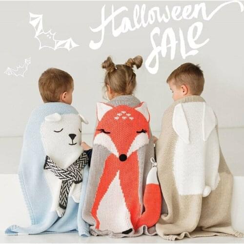 LISM Cartoon Bear Fox Rabbit Animal Cute Baby Blanket Throws on Sofa/Bed/Plane Travel Plaids Hot Limited Picnic Thread Blanket