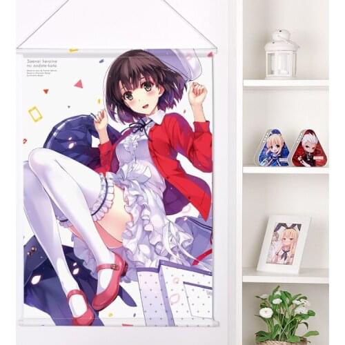 Flat New Japanese Anime Cartoon saenai heroine no sodate-kata Peach Skin Velvet Wall Scroll Poster Print