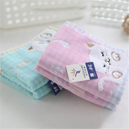 1Pc Daily Cartoon Cotton Children Towel Super Soft Cute Kittens Pattern High End Towel Bathing Watering Towel Face Towel Baby To
