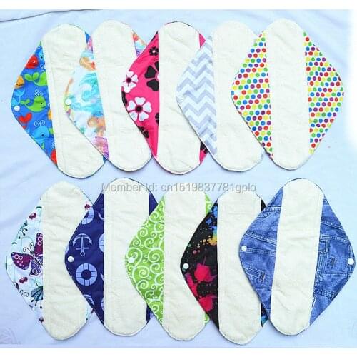 [Sigzagor]10 Large L Heavy Reusable Washable BAMBOO Mama Cloth Pads, Menstrual Sanitary Pads,12"/30cm Heavy Flow,20 Designs