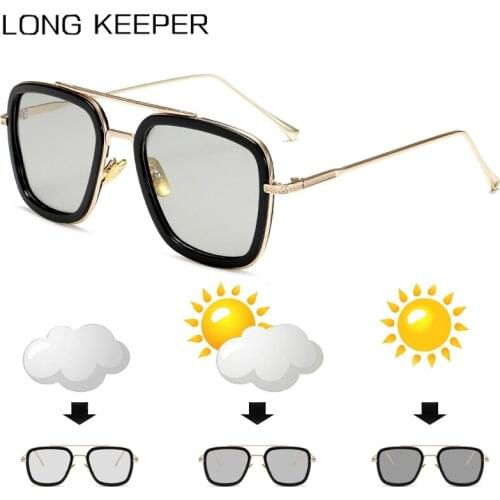 Square Photochromic Sunglasses Men Brand Design Tony Stark Iron Man Sun Glasses Women Driving Glasses UV400 Goggles Gafas de sol