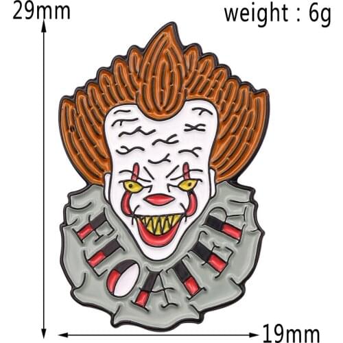 Horrible Movie Stephen Kings It Clown Brooch Enamel Pins Badge Metal Brooches Lapel pin Halloween Men Jewlery Accessories