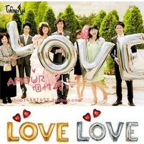 16inch 40cm capital letter LOVE set metallic colorful foil mylar helium Balloons for Birthday wedding Party Decoration