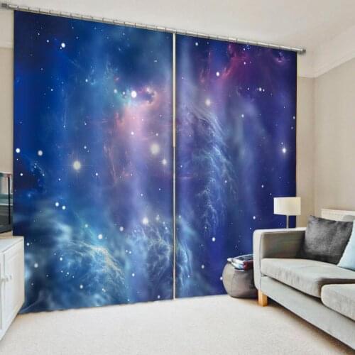 High quality custom 3d curtain fabric blue sky stars curtains 3D Window Curtain For Living Room Drapes Cortinas