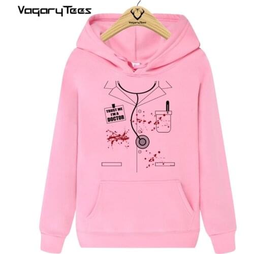Funny Women Hip Hop Streetwear Hoodie Top Novelty Design Halloween Bloody Doctor Printed Casual Autumn Hoodies Sweatshirt