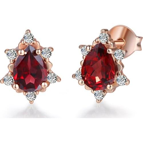 ZHOUYANG New Teardrop Stud Earrings For Women Angle Tears AAA+Cubiz Zirconia Rose Gold Color Wedding Party Fashion Jewelry E127