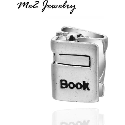 1PC/Lot Large Hole Book Beads Silver Plated Charm Fits European Charm Bracelet Jewelry Free Shipping