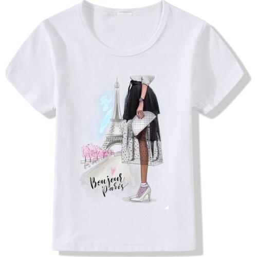 2019 Fashion Paris Tower Print T shirt Children Cool Girl Short Sleeve Tops Kids O-neck Clothes Baby Tshirt Clothing BAL145