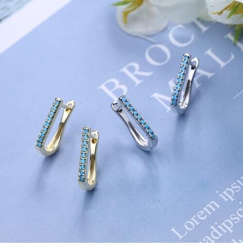 2021 New Fashion Woman Earring Simple Style Blue Cz Zircon Oval Geometry Earrings for Women Jewelry Oorbellen Pendientes Mujer