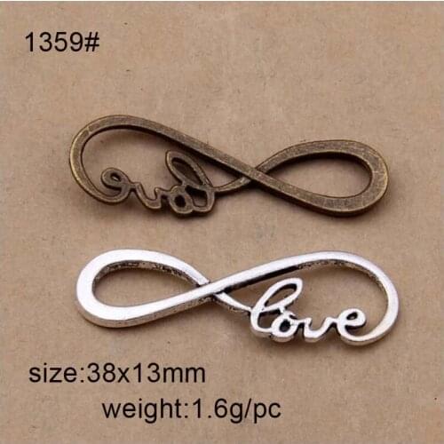 25pcs/lot Antique Silver/Antique Bronze Infinity Love Charm For DIY Bracelets Jewelry Making Handmade Craft