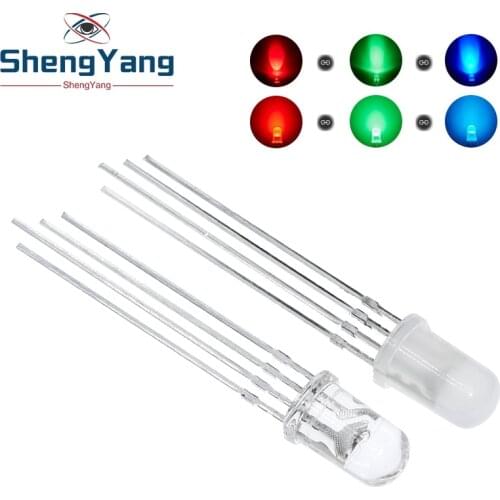 50pcs Multicolor 4pin 5mm RGB Led Diode Light Lamp Tricolor Round Common Anode LED F5 Light Emitting Diode Red Green Blue